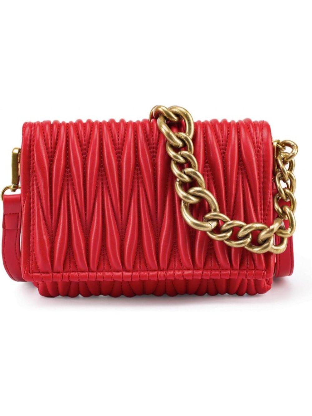 Women's Ruby Red Small Clutch Purses Quilted Evening Handbags Crossbody Bag
